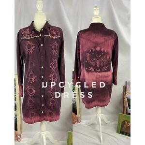 Lee Denim Western UPCYCLED Dress Purple XL Whimsigoth Cowgirl Witchy Steampunk